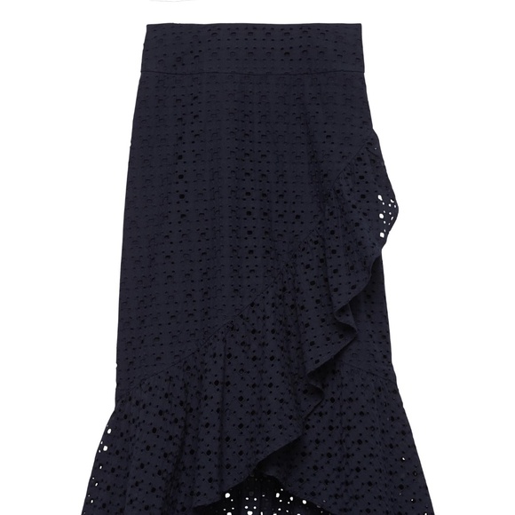 Banana Republic Navy Blue eyelet ruffle midi skirt - Picture 2 of 3